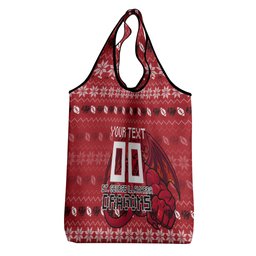Personalized St George Illawarra Dragons Christmas Grocery Bag Australian Rugby Fans - Pixelated Ugly Xmas Pattern Mascot Santa