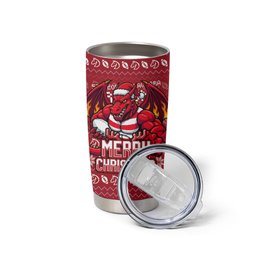 Personalized St George Illawarra Dragons Christmas Tumbler Cup Australian Rugby Fans - Pixelated Ugly Xmas Pattern Mascot Santa