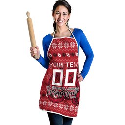 Personalized St George Illawarra Dragons Christmas Apron Australian Rugby Fans - Pixelated Ugly Xmas Pattern Mascot Santa