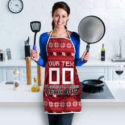 Personalized St George Illawarra Dragons Christmas Apron Australian Rugby Fans - Pixelated Ugly Xmas Pattern Mascot Santa