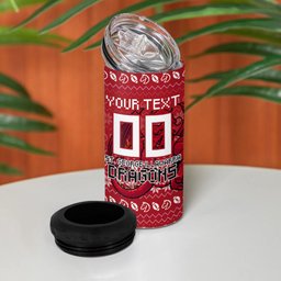 Personalized St George Illawarra Dragons Christmas 4 in 1 Can Cooler Tumbler Australian Rugby Fans - Pixelated Ugly Xmas Pattern Mascot Santa