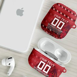 Personalized St George Illawarra Dragons Christmas AirPods Case Australian Rugby Fans - Pixelated Ugly Xmas Pattern Mascot Santa
