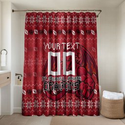 Personalized St George Illawarra Dragons Christmas Bathroom Set Australian Rugby Fans - Pixelated Ugly Xmas Pattern Mascot Santa