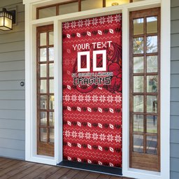 Personalized St George Illawarra Dragons Christmas Door Cover Australian Rugby Fans - Pixelated Ugly Xmas Pattern Mascot Santa