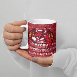 Personalized St George Illawarra Dragons Christmas Ceramic Mug Australian Rugby Fans - Pixelated Ugly Xmas Pattern Mascot Santa
