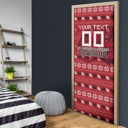 Personalized St George Illawarra Dragons Christmas Door Cover Australian Rugby Fans - Pixelated Ugly Xmas Pattern Mascot Santa