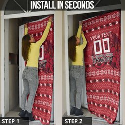 Personalized St George Illawarra Dragons Christmas Door Cover Australian Rugby Fans - Pixelated Ugly Xmas Pattern Mascot Santa