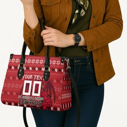 Personalized St George Illawarra Dragons Christmas Leather Bag Australian Rugby Fans - Pixelated Ugly Xmas Pattern Mascot Santa