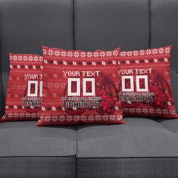 Personalized St George Illawarra Dragons Christmas Pillow Cover Australian Rugby Fans - Pixelated Ugly Xmas Pattern Mascot Santa