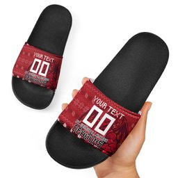 Personalized St George Illawarra Dragons Christmas Slide Sandals Australian Rugby Fans - Pixelated Ugly Xmas Pattern Mascot Santa