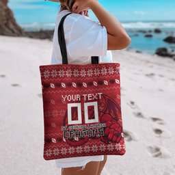 Personalized St George Illawarra Dragons Christmas Tote Bag Australian Rugby Fans - Pixelated Ugly Xmas Pattern Mascot Santa