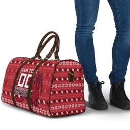 Personalized St George Illawarra Dragons Christmas Travel Bag Australian Rugby Fans - Pixelated Ugly Xmas Pattern Mascot Santa