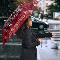 Personalized St George Illawarra Dragons Christmas Umbrella Australian Rugby Fans - Pixelated Ugly Xmas Pattern Mascot Santa