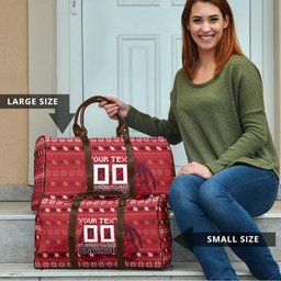 Personalized St George Illawarra Dragons Christmas Travel Bag Australian Rugby Fans - Pixelated Ugly Xmas Pattern Mascot Santa
