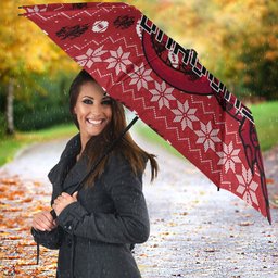 Personalized St George Illawarra Dragons Christmas Umbrella Australian Rugby Fans - Pixelated Ugly Xmas Pattern Mascot Santa