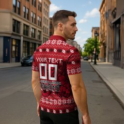 Personalized St George Illawarra Dragons Christmas Zipper Polo Shirt Australian Rugby Fans - Pixelated Ugly Xmas Pattern Mascot Santa