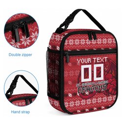 Personalized St George Illawarra Dragons Christmas Lunch Bag Australian Rugby Fans - Pixelated Ugly Xmas Pattern Mascot Santa