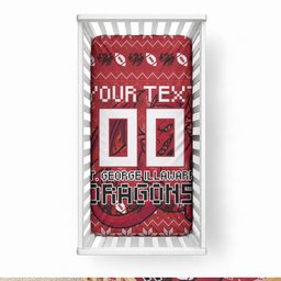 Personalized St George Illawarra Dragons Christmas Baby Bed Cover Australian Rugby Fans - Pixelated Ugly Xmas Pattern Mascot Santa