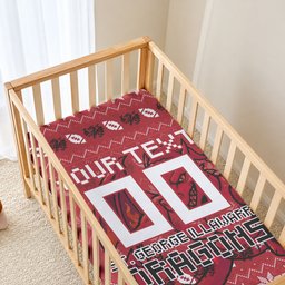 Personalized St George Illawarra Dragons Christmas Baby Bed Cover Australian Rugby Fans - Pixelated Ugly Xmas Pattern Mascot Santa