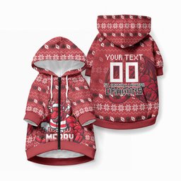 Personalized St George Illawarra Dragons Christmas Pet Hoodie Australian Rugby Fans - Pixelated Ugly Xmas Pattern Mascot Santa