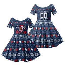 Personalized Sydney Roosters Christmas Family Matching Tank Maxi Dress and Hawaiian Shirt Australian Rugby Fans - Pixelated Ugly Xmas Pattern Mascot Santa