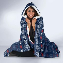 Personalized Sydney Roosters Christmas Hooded Blanket Australian Rugby Fans - Pixelated Ugly Xmas Pattern Mascot Santa