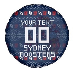 Personalized Sydney Roosters Christmas Spare Tire Cover Australian Rugby Fans - Pixelated Ugly Xmas Pattern Mascot Santa