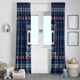 Personalized Sydney Roosters Christmas Window Curtain Australian Rugby Fans - Pixelated Ugly Xmas Pattern Mascot Santa