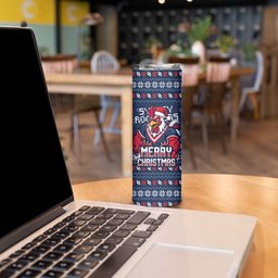 Personalized Sydney Roosters Christmas Skinny Tumbler Australian Rugby Fans - Pixelated Ugly Xmas Pattern Mascot Santa