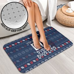 Personalized Sydney Roosters Christmas Bathroom Set Australian Rugby Fans - Pixelated Ugly Xmas Pattern Mascot Santa
