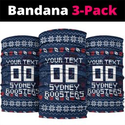 Personalized Sydney Roosters Christmas Neck Gaiter Australian Rugby Fans - Pixelated Ugly Xmas Pattern Mascot Santa