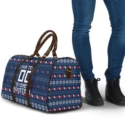 Personalized Sydney Roosters Christmas Travel Bag Australian Rugby Fans - Pixelated Ugly Xmas Pattern Mascot Santa