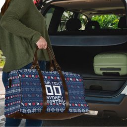 Personalized Sydney Roosters Christmas Travel Bag Australian Rugby Fans - Pixelated Ugly Xmas Pattern Mascot Santa
