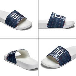 Personalized Sydney Roosters Christmas Slide Sandals Australian Rugby Fans - Pixelated Ugly Xmas Pattern Mascot Santa