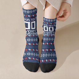 Personalized Sydney Roosters Christmas Crew Socks Australian Rugby Fans - Pixelated Ugly Xmas Pattern Mascot Santa