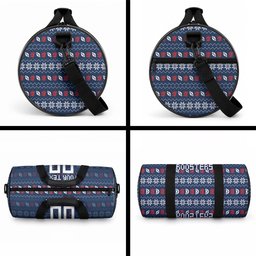 Personalized Sydney Roosters Christmas Duffle Bag Australian Rugby Fans - Pixelated Ugly Xmas Pattern Mascot Santa