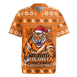 Personalized Wests Tigers Christmas Rugby Jersey Australian Rugby Fans - Pixelated Ugly Xmas Pattern Mascot Santa