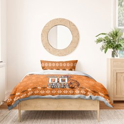 Personalized Wests Tigers Christmas Bedding Set Australian Rugby Fans - Pixelated Ugly Xmas Pattern Mascot Santa