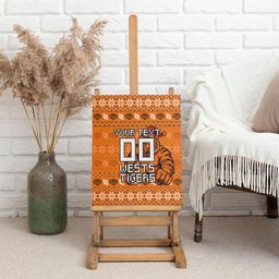 Personalized Wests Tigers Christmas Canvas Wall Art Australian Rugby Fans - Pixelated Ugly Xmas Pattern Mascot Santa