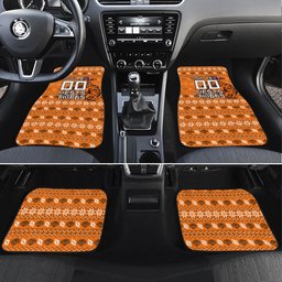 Personalized Wests Tigers Christmas Car Mats Australian Rugby Fans - Pixelated Ugly Xmas Pattern Mascot Santa