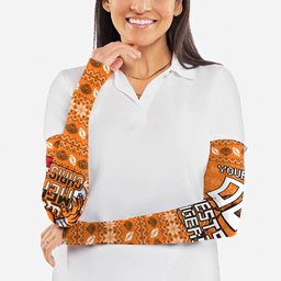 Personalized Wests Tigers Christmas Arm Sleeves Australian Rugby Fans - Pixelated Ugly Xmas Pattern Mascot Santa