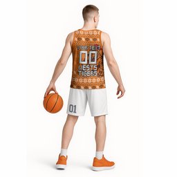 Personalized Wests Tigers Christmas Basketball Jersey Australian Rugby Fans - Pixelated Ugly Xmas Pattern Mascot Santa