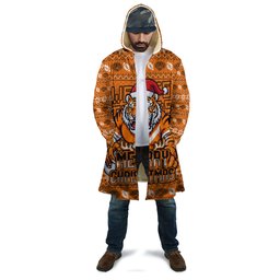 Personalized Wests Tigers Christmas Cloak Australian Rugby Fans - Pixelated Ugly Xmas Pattern Mascot Santa