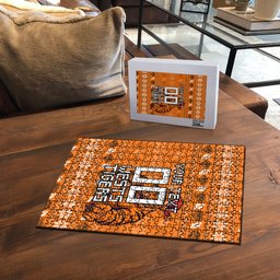 Personalized Wests Tigers Christmas Puzzle Australian Rugby Fans - Pixelated Ugly Xmas Pattern Mascot Santa