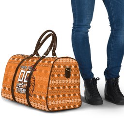 Personalized Wests Tigers Christmas Travel Bag Australian Rugby Fans - Pixelated Ugly Xmas Pattern Mascot Santa