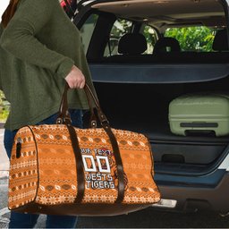 Personalized Wests Tigers Christmas Travel Bag Australian Rugby Fans - Pixelated Ugly Xmas Pattern Mascot Santa