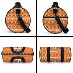 Personalized Wests Tigers Christmas Duffle Bag Australian Rugby Fans - Pixelated Ugly Xmas Pattern Mascot Santa