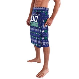 Personalized New Zealand Warriors Christmas Lavalava Maori Rugby Fans - Pixelated Ugly Xmas Pattern Mascot Santa
