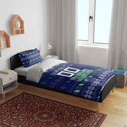 Personalized New Zealand Warriors Christmas Bedding Set Maori Rugby Fans - Pixelated Ugly Xmas Pattern Mascot Santa