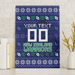 Personalized New Zealand Warriors Christmas Canvas Wall Art Maori Rugby Fans - Pixelated Ugly Xmas Pattern Mascot Santa